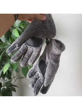 HEAD Gray Fuzzy Gloves Womens Winter Large SENSATEC